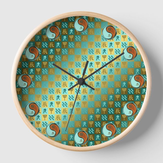 Aquarius & Wood Dragon Clock (Front)