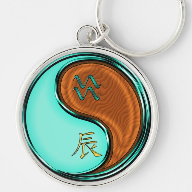 Aquarius & Wood Dragon Key Ring (Front)