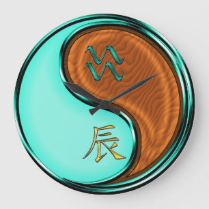 Aquarius & Wood Dragon Large Clock