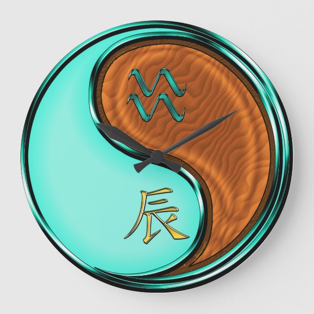 Aquarius & Wood Dragon Large Clock (Front)