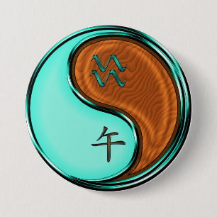 Aquarius & Wood Horse 7.5 Cm Round Badge