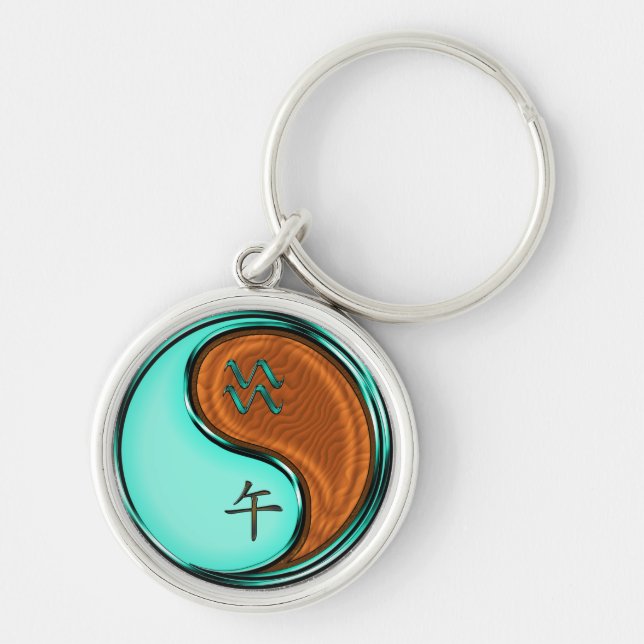 Aquarius & Wood Horse Key Ring (Front)