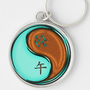 Aquarius & Wood Horse Key Ring