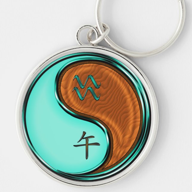 Aquarius & Wood Horse Key Ring (Front)