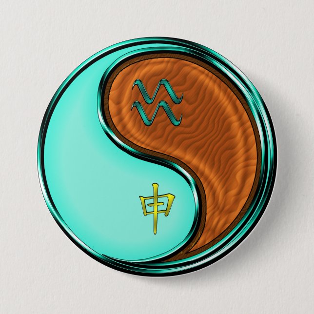 Aquarius & Wood Monkey 7.5 Cm Round Badge (Front)