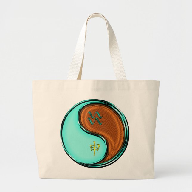 Aquarius & Wood Monkey Large Tote Bag (Front)