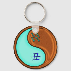 Aquarius & Wood Ox Key Ring
