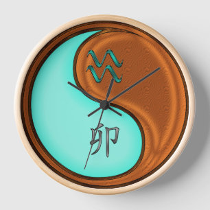 Aquarius & Wood Rabbit Clock