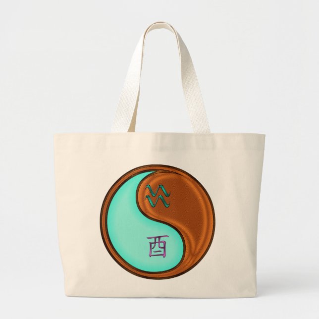 Aquarius & Wood Rooster Large Tote Bag (Front)