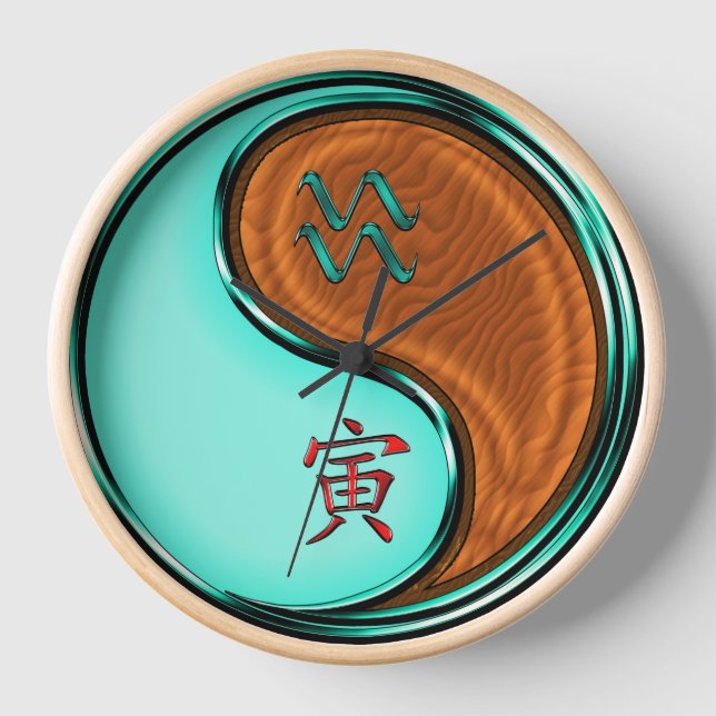 Aquarius & Wood Tiger Clock (Front)