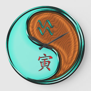 Aquarius & Wood Tiger Large Clock