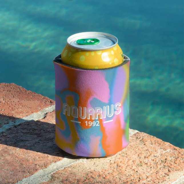 Aquarius year colourful abstract zodiac can cooler (In Situ Pool)