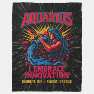 Aquarius Zodiac 80's Rock Band Inspired Astrology  Fleece Blanket