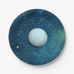 Aquarius Zodiac Astrological Sign - Planet Uranus Paper Plate