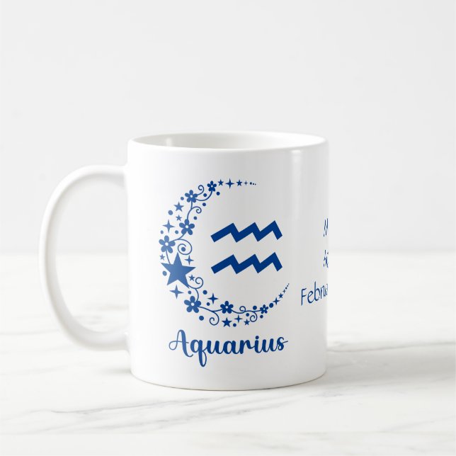 Aquarius Zodiac Astrology Birthday Gift Blue Coffee Mug (Left)