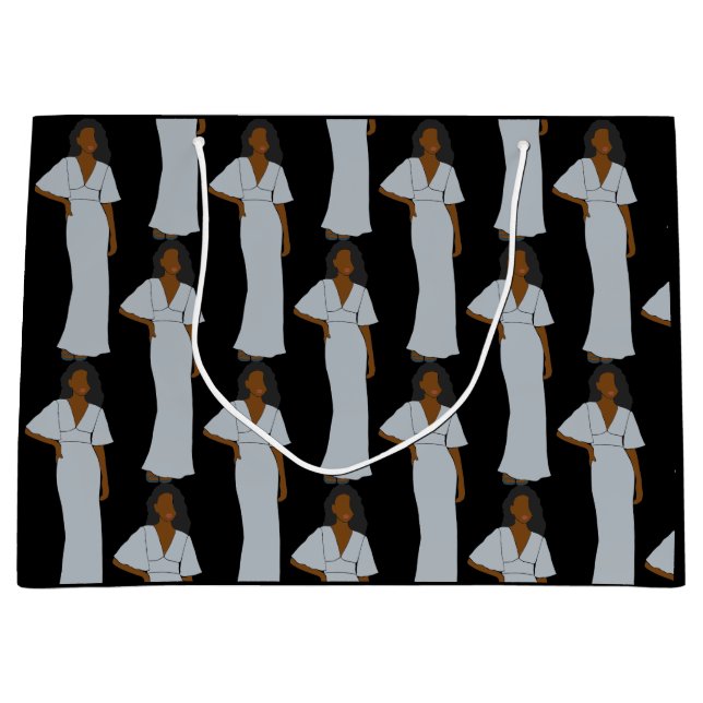 Aquarius Zodiac Astrology Elegant Black Large Gift Bag (Front)