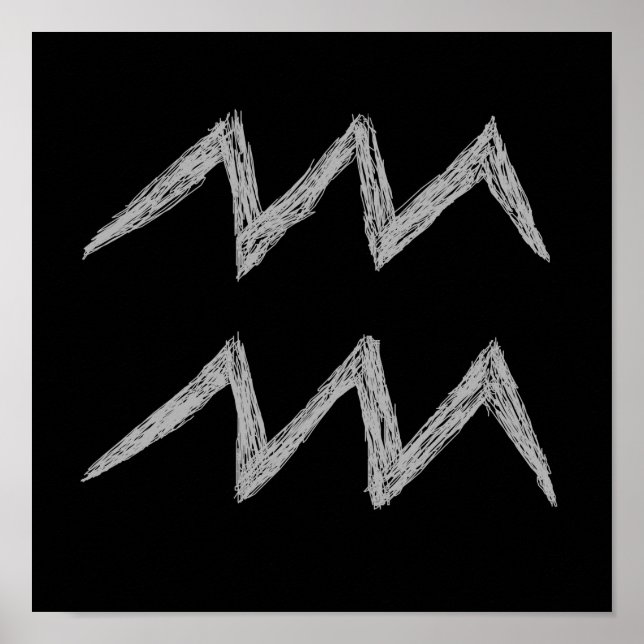 Aquarius. Zodiac Astrology Sign. Black. Poster (Front)