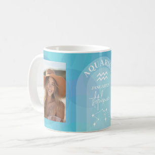 Aquarius Zodiac Astrology Sign Photo Birthdate Coffee Mug