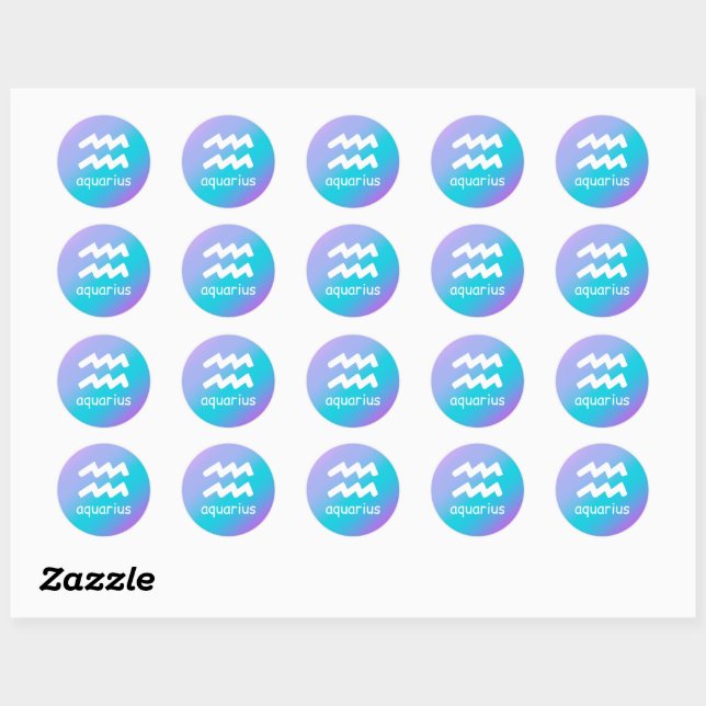 Aquarius Zodiac Astrology Star Sign Blue Purple Classic Round Sticker (Sheet)