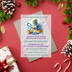 Aquarius Zodiac Baby Shower Lavender and Green Acrylic Invitations