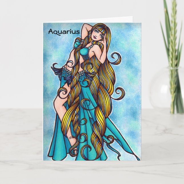 Aquarius Zodiac Belly Dance Card (Front)