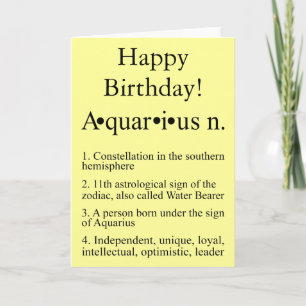 Aquarius Zodiac Birthday Card