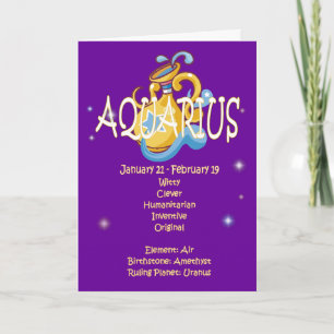 Aquarius Zodiac Birthday Card