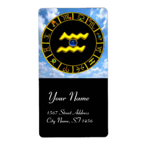 AQUARIUS ZODIAC BIRTHDAY JEWEL Blue Sapphire Gold