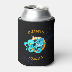 Aquarius Zodiac Birthday Sign With Your Name Can Cooler