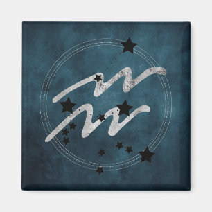Aquarius zodiac black & silver constellation teal magnet