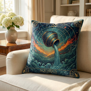 Aquarius Zodiac Celestial Cushion