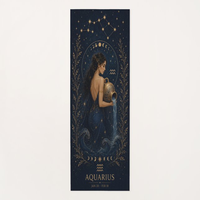 Aquarius Zodiac Celestial Yoga Mat (Front)