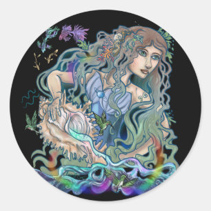 Aquarius Zodiac Classic Round Sticker