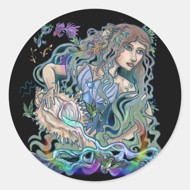Aquarius Zodiac Classic Round Sticker (Front)