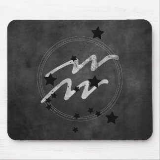 Aquarius zodiac constellation black and silver  mouse mat