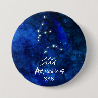 Aquarius Zodiac Constellation Blue Galaxy Monogram