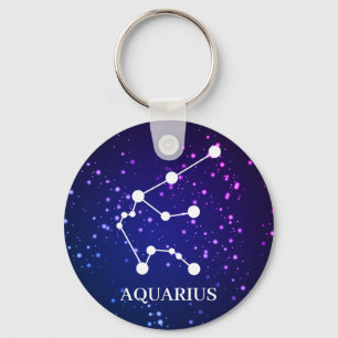 Aquarius Zodiac Constellation Design Key Ring