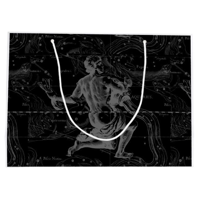 Aquarius Zodiac Constellation Engraving Hevelius Large Gift Bag (Back)