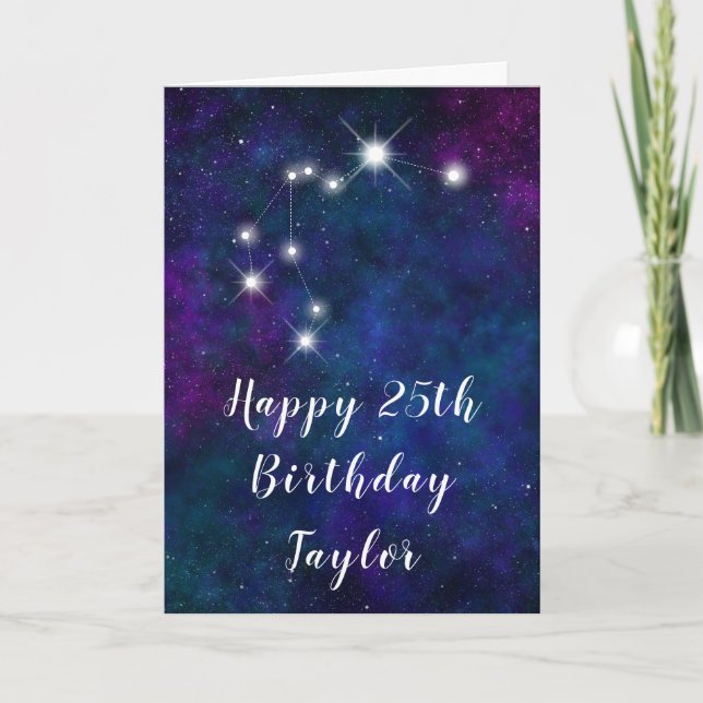 Aquarius Zodiac Constellation Happy Birthday Card (Front)