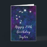 Aquarius Zodiac Constellation Happy Birthday Card<br><div class="desc">This cosmic and celestial birthday card can be personalised with a name or title such as mum, daughter, granddaughter, niece, friend etc. The design features the Aquarius zodiac constellation on a dark blue and purple watercolor galaxy background with scattered stars. The text combines handwritten script and modern serif fonts for...</div>