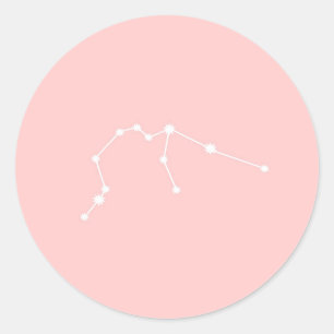 Aquarius Zodiac Constellation Modern Pink Classic Round Sticker