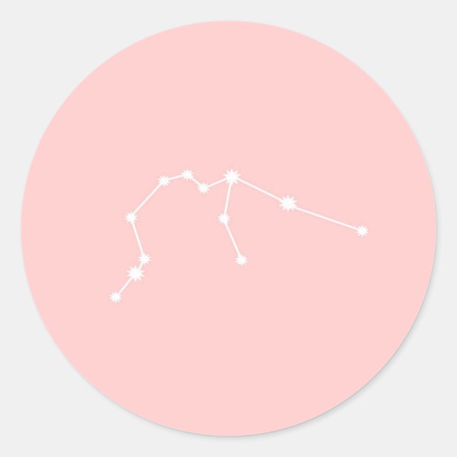 Aquarius Zodiac Constellation Modern Pink Classic Round Sticker (Front)