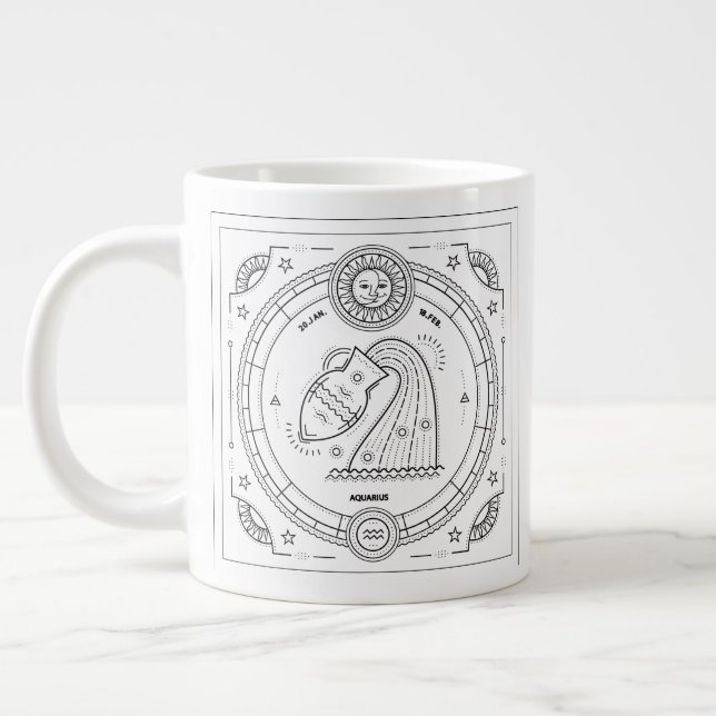 Aquarius Zodiac Custom Birthday Mug (Left)