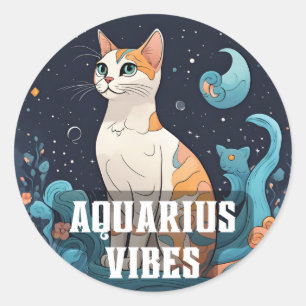 Aquarius Zodiac Decal for Astrology Lovers Classic Round Sticker