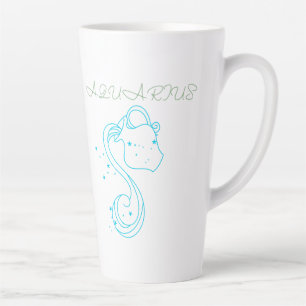 Aquarius Zodiac Design - Unique Astrology Art for  Latte Mug