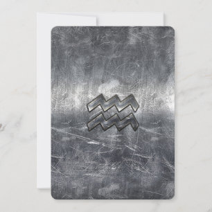 Aquarius Zodiac Distressed Silver Steel Style
