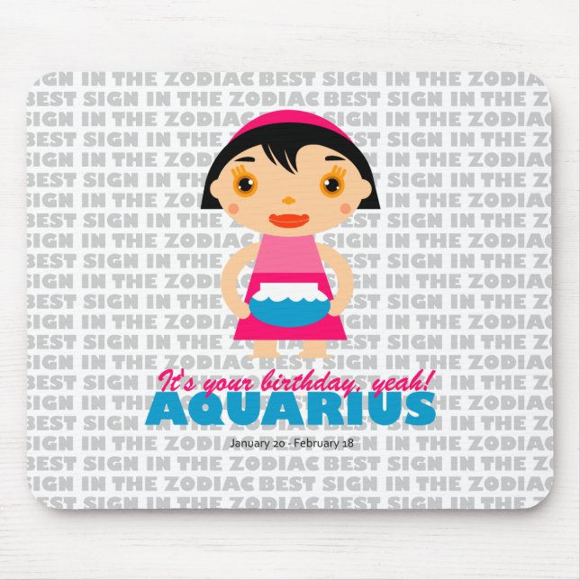 Aquarius Zodiac for kids Mouse Mat (Front)