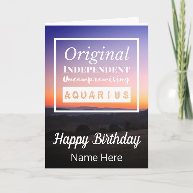 Aquarius Zodiac Fun Characteristics Birthday Card (Front)