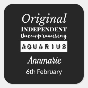 Aquarius Zodiac Fun Characteristics Birthday Square Sticker