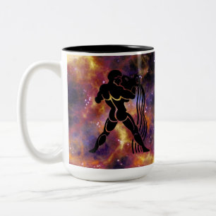 Aquarius Zodiac Galaxy Design – Astrology Horoscop Two-Tone Coffee Mug